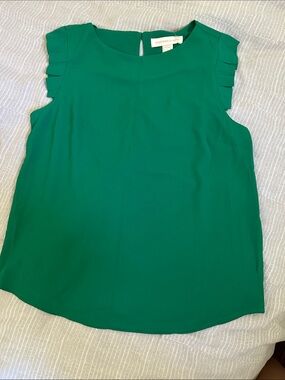 Monteau Emerald Green Ruffle Sleeve Sleeveless Blouse